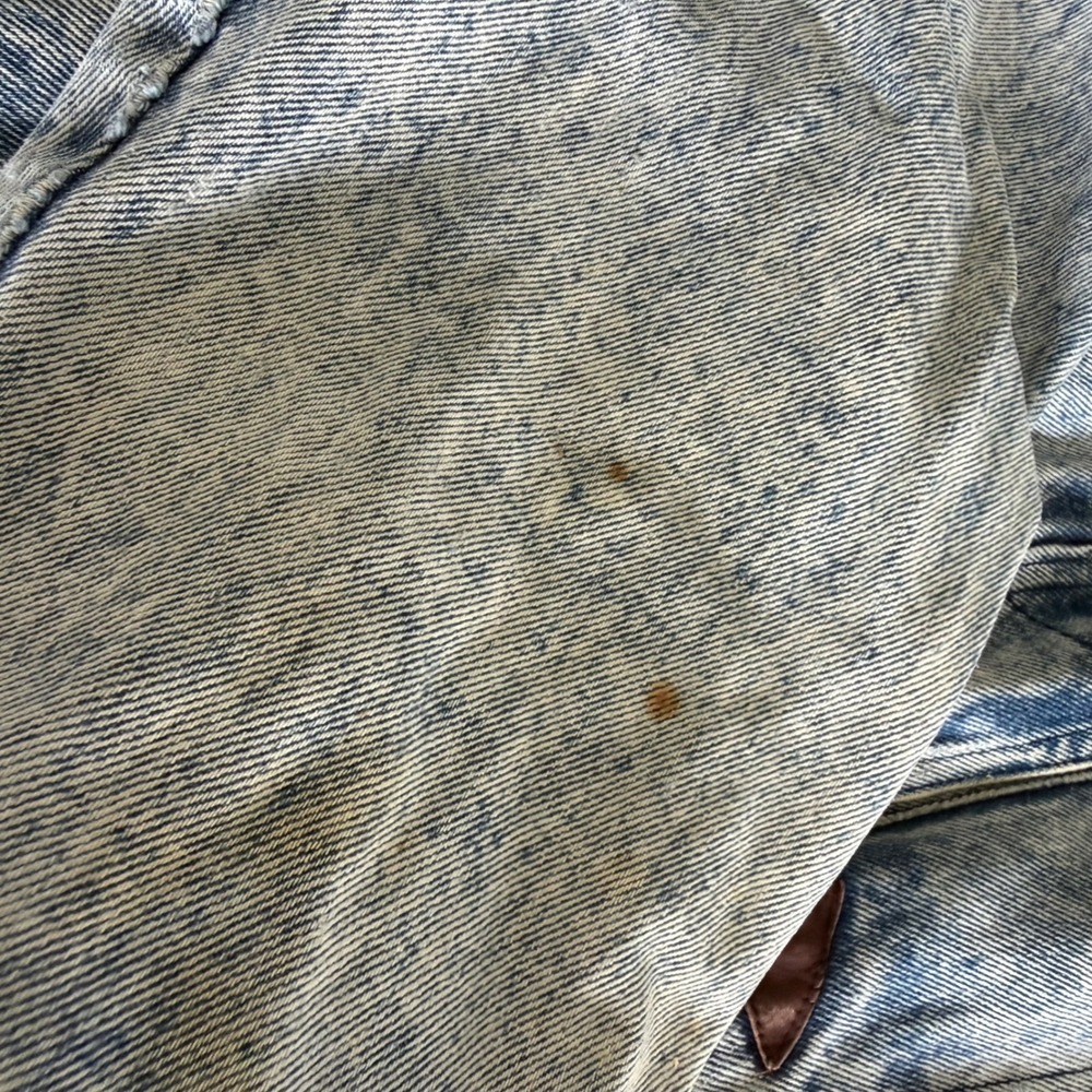 Heavily Distressed Denim Trench Coat Jacket Unisex L Large Grunge Goth Oversize - Picture 12 of 14